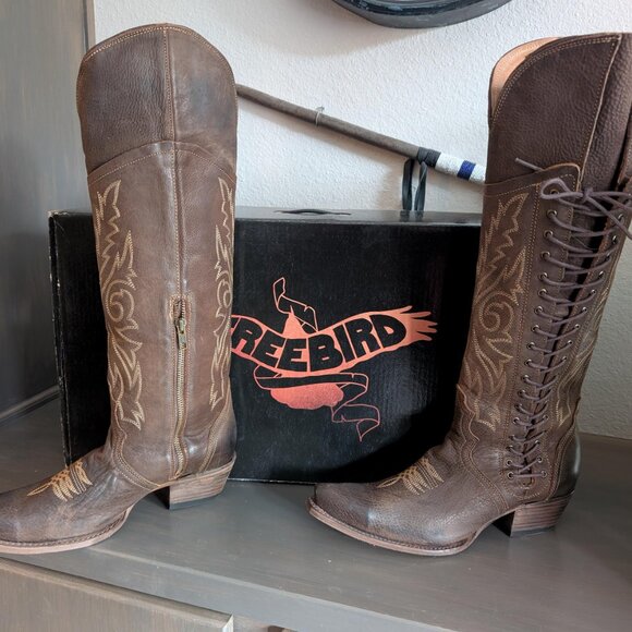 Size 10 Womens Freebird Wesley Tall Brown Western Cowboy Boots-NEW IN BOX! - Picture 2 of 12
